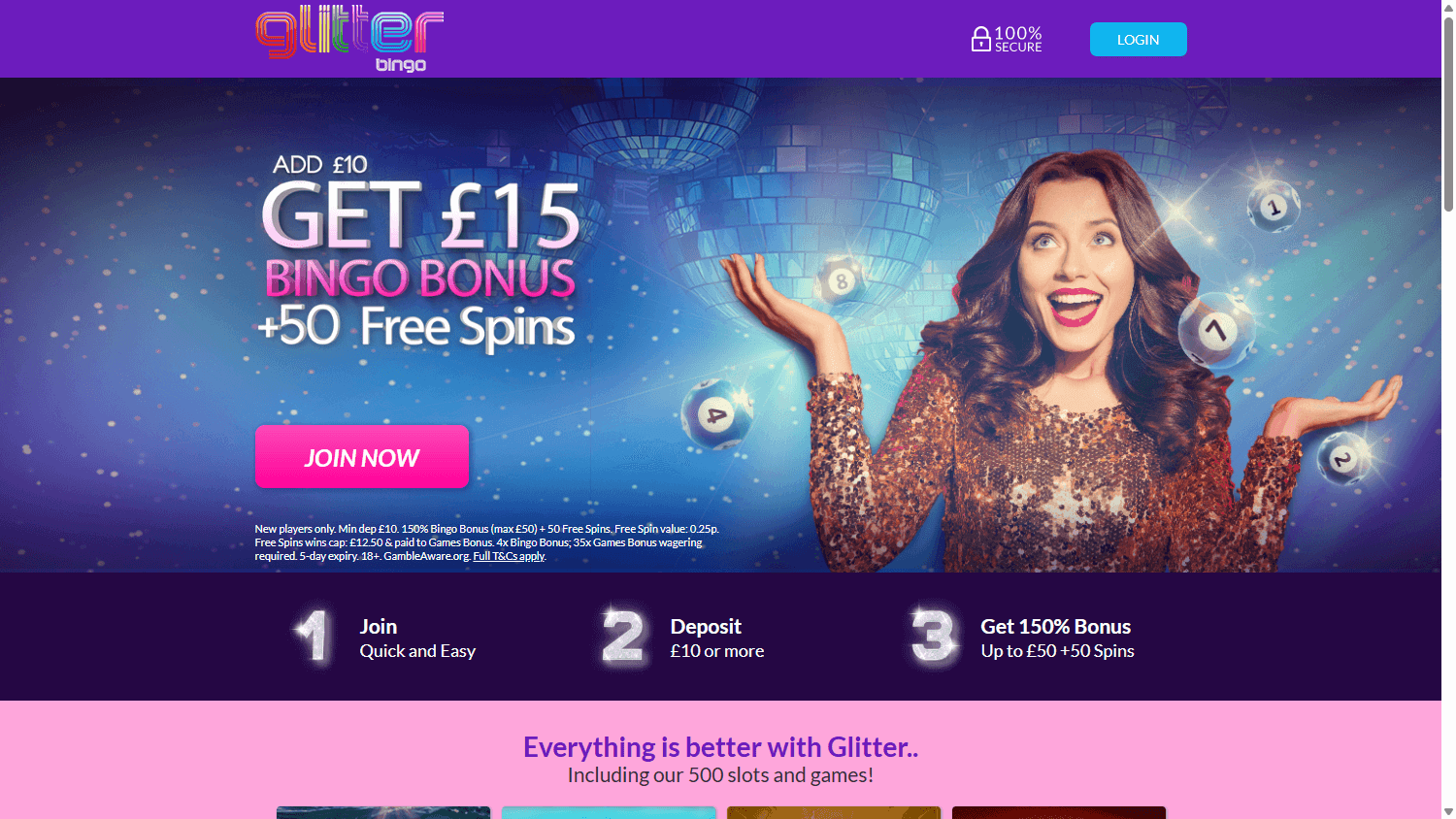 Glitter Bingo Casino Desktop screenshot